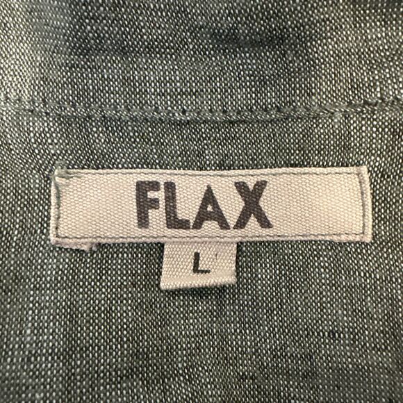 Flax Womens Button Up Top L Large Green 100% Linen 3/4 Wide Sleeve Minimalist - Picture 7 of 8